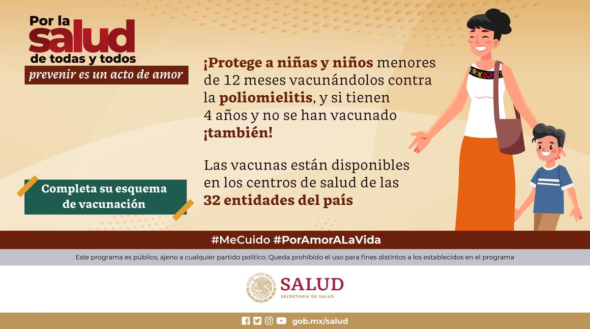 ¡Protege a tus hijas e hijos vacunándolos! 💉

Si tus hijas e hijos tienen algún rezago en su esquema de vacunación acude a los Centros de Salud para que puedan completarlo 🏥

Infórmate en ➡ bit.ly/3VA3fSh

#MeCuido #PorAmorALaVida