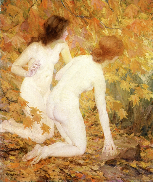 #arts #artlovers #ArteYArt #painting #donneinarte #music Francis Coates Jones - nymphs in the autumn woods