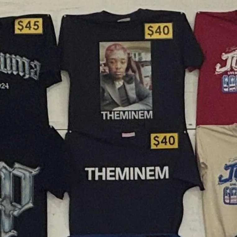 Lil Uzi Vert's merch at Coachella includes the words THEMINEM as a play on their pronouns and Eminem.