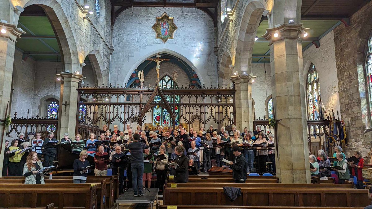 Our rehearsal for this evening’s Rossini Petite Messe Solennelle has gone really well. At 7pm we’ll be fully booted, suited and ready to sing! Do come along to St Swithun’s #EastGrinstead and enjoy. Tickets available on the door. Thanks go to Fran Custard for the photo!