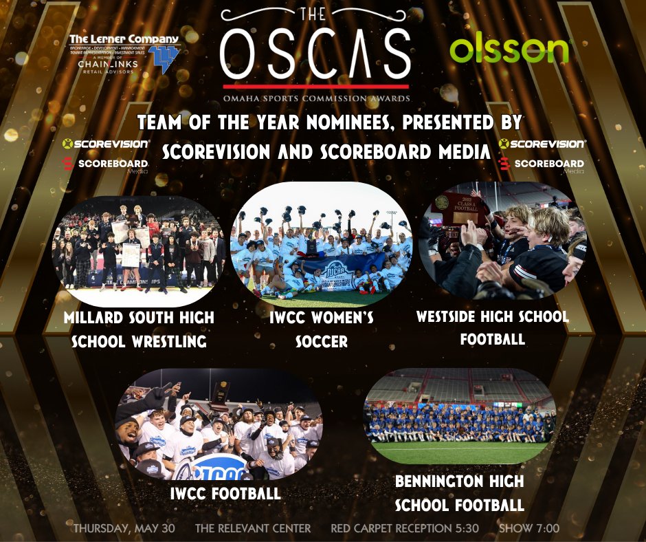 Here are your nominees for the 'Team of the Year', presented by Scorevision and Scoreboard Media! Who are you voting for? Comment and let us know. Voting ends April 26th use the link below to have your voice be heard! omahasports.org/oscas @LernerCo @WeAreOlsson