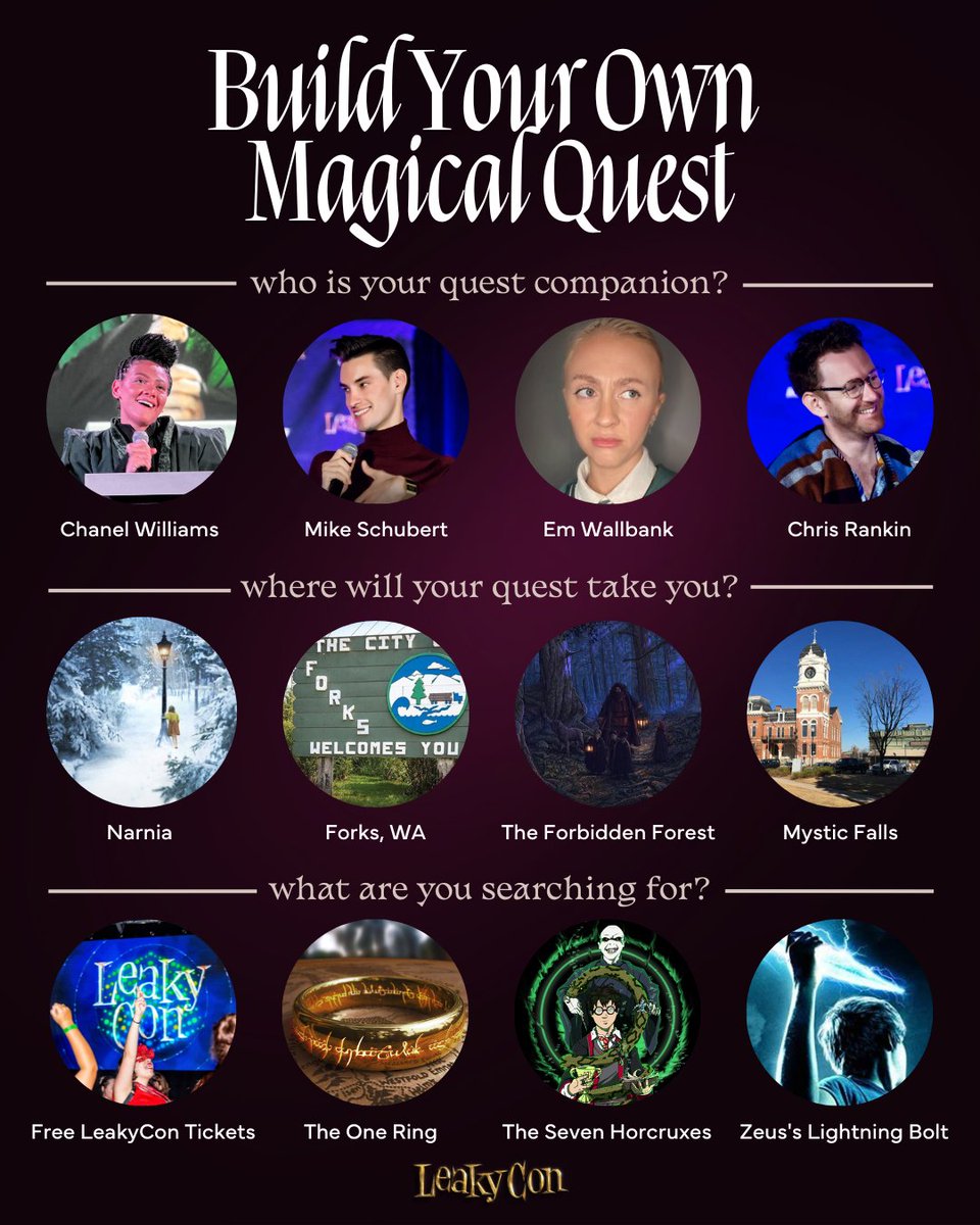 Hey #LeakyCon! It's time a magical quest. Comment your choices below!! ✨