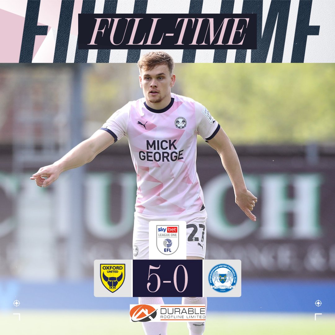 Oxford United take all three points. Full-time brought to you by Durable Roofline Limited. 🟡 5-0 🎩 | #pufc