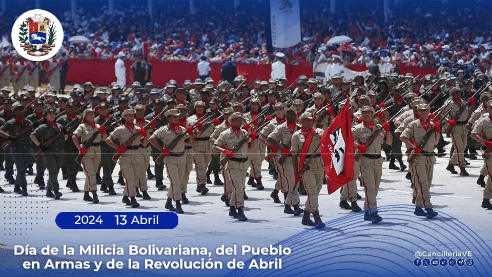 🗓️#Efeméride | Hoy, Venezuela conmemora en perfecta unión cívico-militar, el Día de la Milicia Bolivariana, del Pueblo en Armas y de la Revolución de Abril. «Es un día de júbilo,(...) es un día de pueblo, es un día de soldados, es un día de Patria» Hugo Chávez.