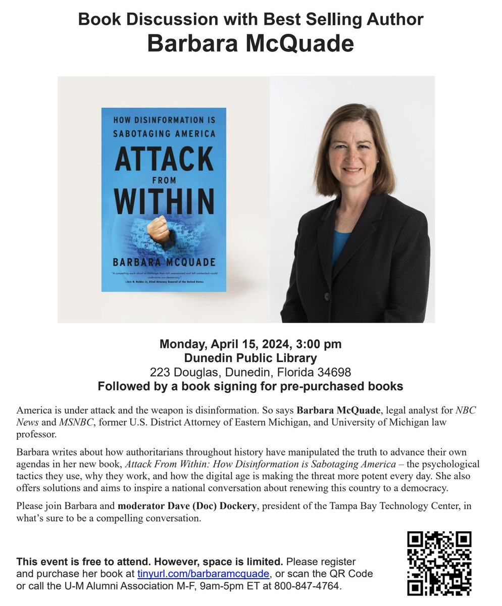 Florida-Bound! 🌴📷📷 and in the Tampa-St Pete area on Monday afternoon at the Dunedin Public Library. Please join us! More on Miami here: booksandbooks.com/event/an-eveni… and Tampa-St Pete here: umalumni.my.site.com/s/lt-event?id=… Thank you, @michiganalumni and @CityofDunedinFl