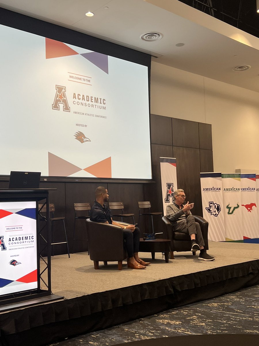 So great hearing from the @spurs RC Buford and @UTSAFTBL @thefrankharris at today’s @American_Conf Academic Consortium Research Symposium—-GOATs in house!!! @UTSA @UTSAAthletics #LetsGo210!!!