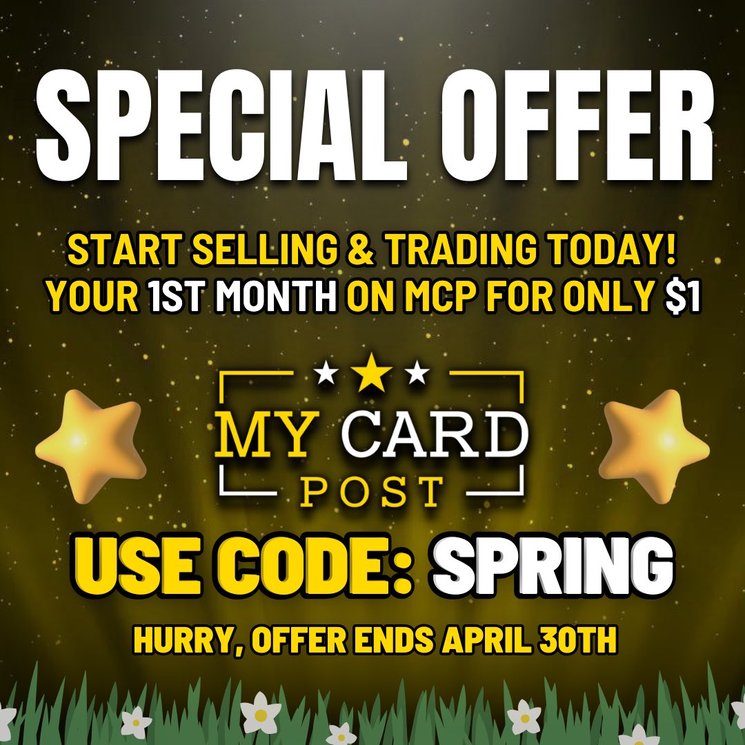 Spring into action with our $1 deal! 🌼 Join our thriving & fun community where you can sell and trade without the hassle of seller fees. Use code 'SPRING' and get started today! Don't wait; this offer ends on April 30th. mycardpost.com