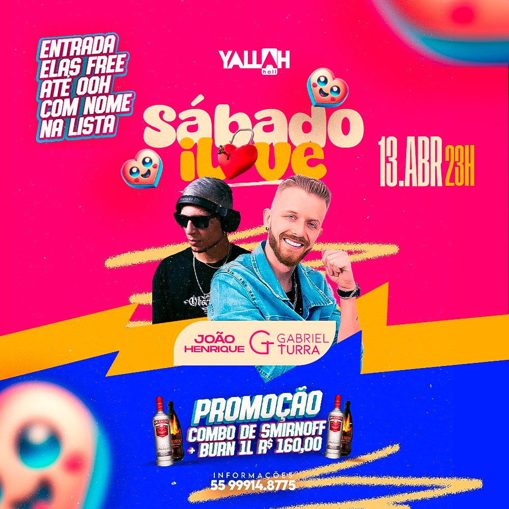 YallahHall's tweet photo. Sabadão é Yallah 🔥

Se liga que tem Promo de Smirnoff e ELAS free com nome na lista.

Vem pro Yallah https://t.co/y9OEbB8w4c