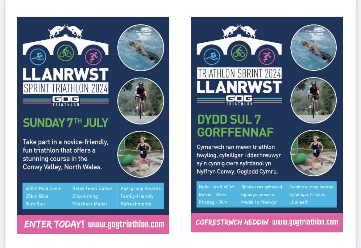 Entries to this years Llanrwst Sprint Triathlon, organised by GOG Triathlon Club are now open! Get involved - gogtriathlon.com/events/llanrws… @TriathlonCymru @Sportconwy @insidetrishow @niftyEntries @NWSportDave @NWalesSocial @OnlyNorthWales @AllWalesSport @Visiting_Conwy