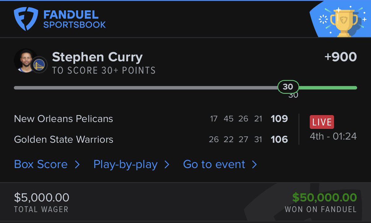 FrankieBets11's tweet photo. Curry 30 Points +900 ✅✅✅

WINNERS WIN ‼️‼️‼️ https://t.co/NVzjj1uYnK