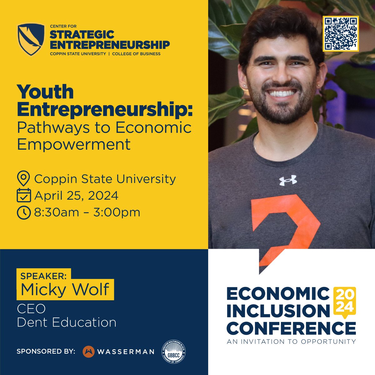 Learn from Micky Wolf and a community of changemakers on April 25, 2024, at Coppin State University. Be inspired by success stories, gain valuable knowledge, and discover how you can contribute to shaping a brighter future. Sign Up - coppin.edu/eicac #Entrepreneurship