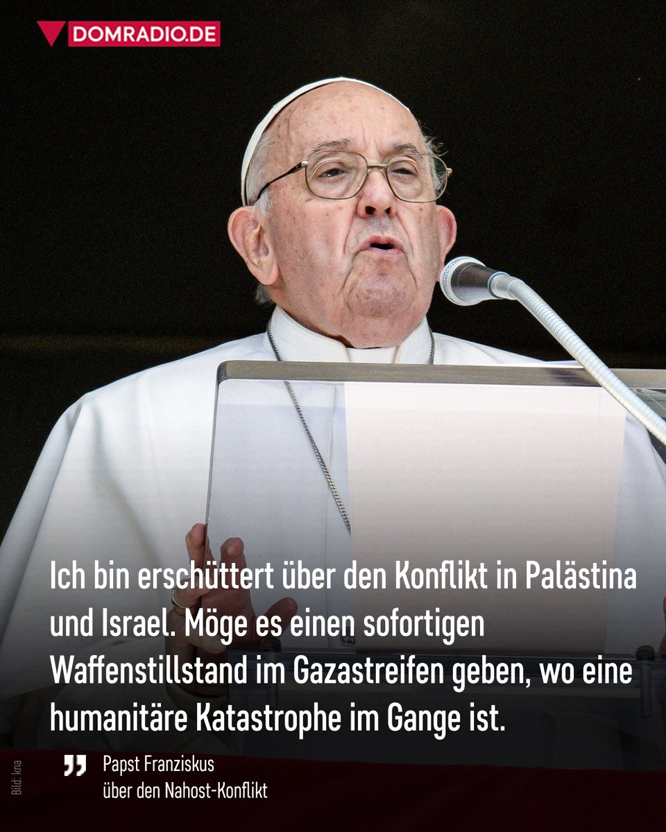 Das Ende des Ramadans nutzt Papst Franziskus für eine Botschaft an Muslime vor allem im Nahen Osten. Besorgt äußert er sich zu einer Ausweitung des Krieges im Heiligen Land und appelliert an die Verantwortungsträger. domradio.de/node/397306