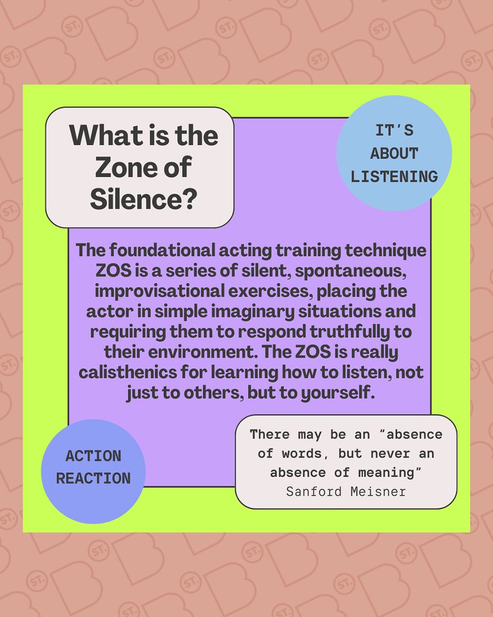 bstreetcollab's tweet photo. CLASS SPOTLIGHT: Zone of Silence PT1.
👂🏽🎭📝 A combination of repetitive warm up exercises specifically designed to engage the listening muscle and build trust and collaboration with the class. Check our Instagram for more!

#Classes  #TheaTO https://t.co/gXw6SDzscR