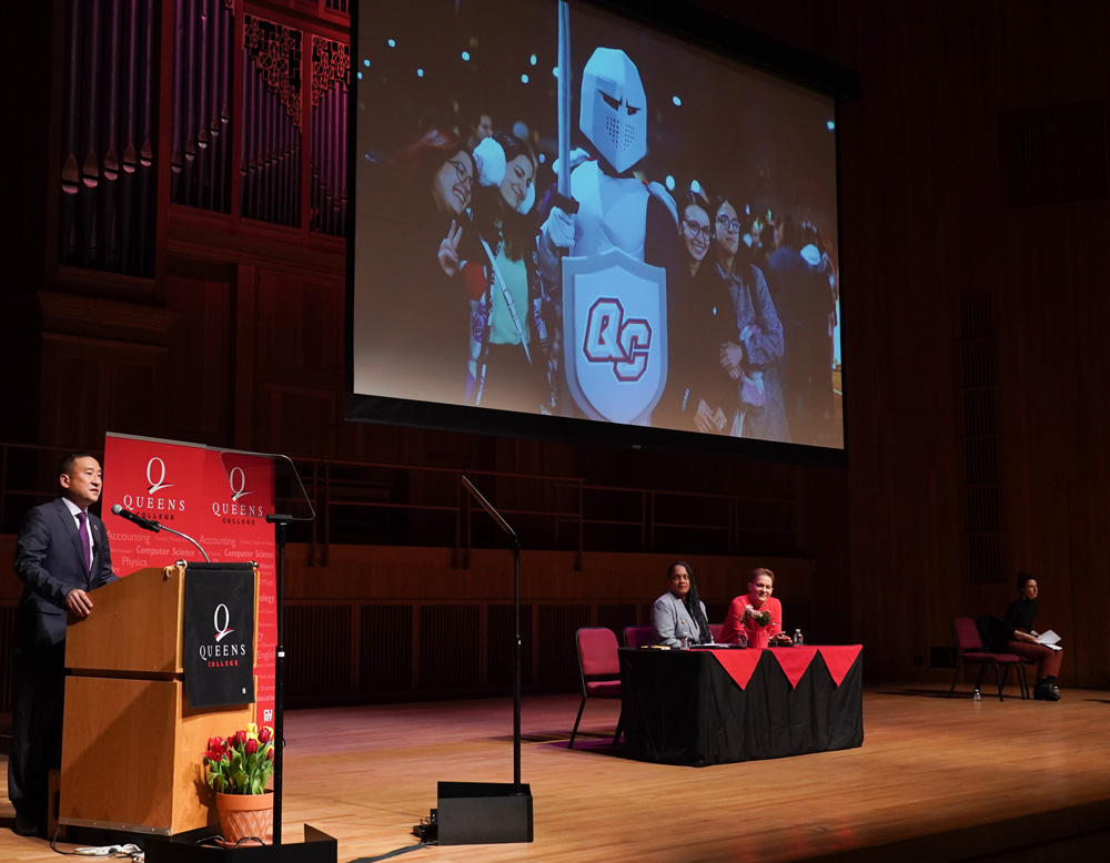 President @frankhwu reviewed the year’s achievements in his State of the College Address on April 2. Outstanding faculty and staff members were recognized in a ceremony following the speech. You can find the list of winners in #TheQView: ow.ly/tZw350RbrQZ.