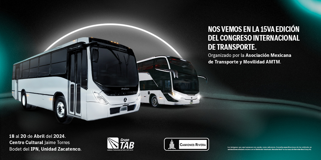Asiste a la 15ª Edición del Congreso Internacional, donde Mercedes-Benz Autobuses compartirá sus avances y soluciones para una movilidad más eficiente en compañía de @Camiones_Rivera y Grupo TAB. Regístrate: bit.ly/4cVEshR #SoyiMBAtible