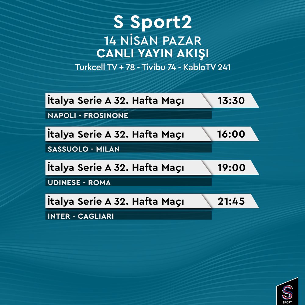 📺 S Sport ve S Sport2'nin 14 Nisan Pazar günkü canlı yayın akışı! 👇👀