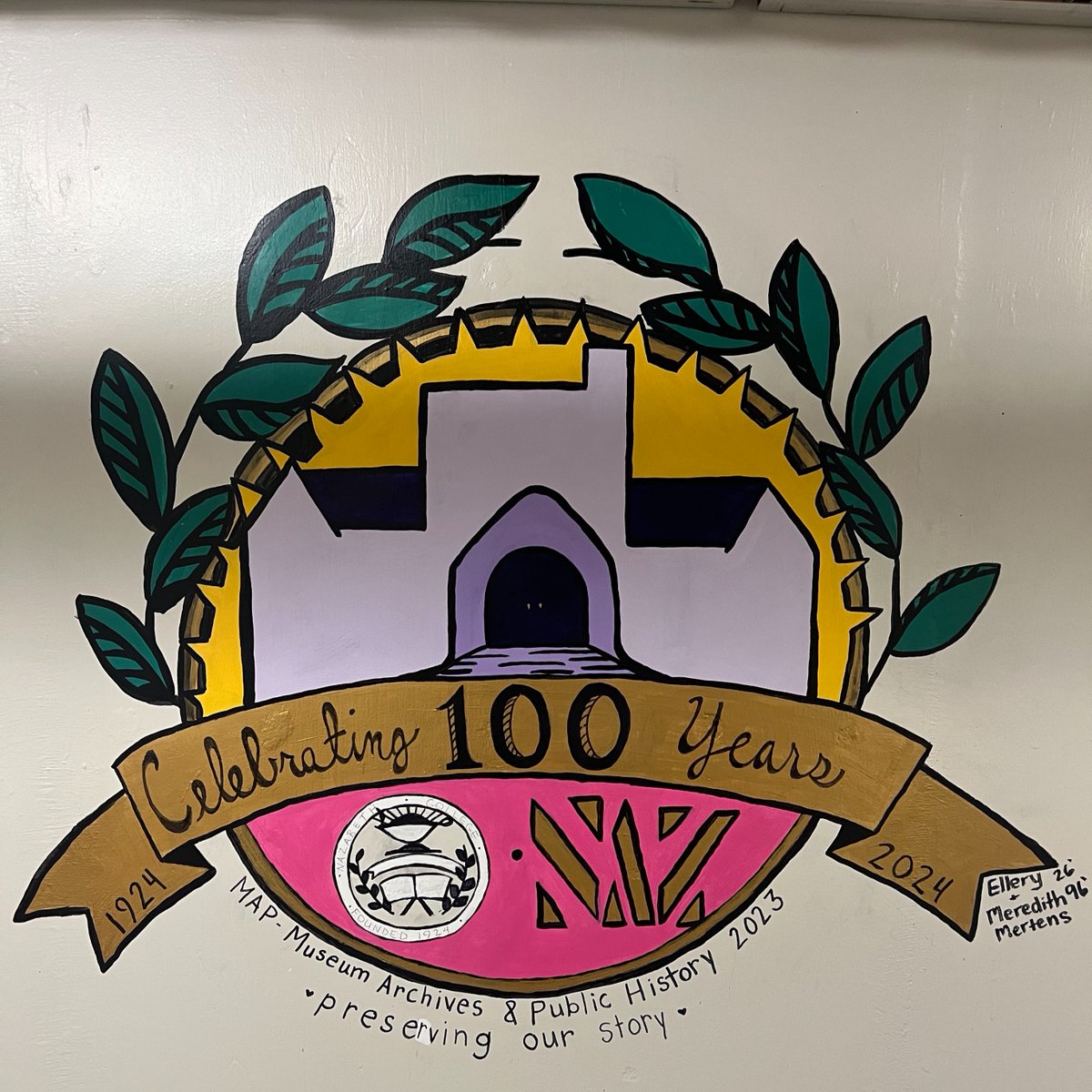 We're enjoying the new art in our tunnels! A mom and her daughter are commemorating Nazareth University's Centennial with a new painting. Thank you, Ellery Mertens '26 and Meredith Mertens '96 for preserving our story!