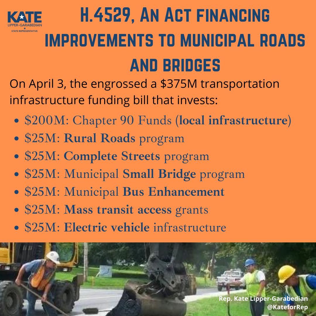April 3, House unanimously engrossed $375M transportation bill. @CityofMelrose #WakefieldMA & @TheCityofMalden have been allocated more than $2.09M for local infrastructure. TY Speaker @RonMariano, Chair @RepMichlewitz & Chair Straus. Learn more-buff.ly/3TVHrht
