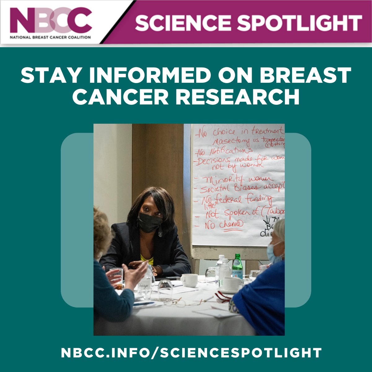 NBCC provides in-depth analyses of recently published breast cancer research, the results of important breast cancer clinical trials, and other newsworthy breast cancer data. Keep up with that work here: nbcc.info/ScienceSpotlig…