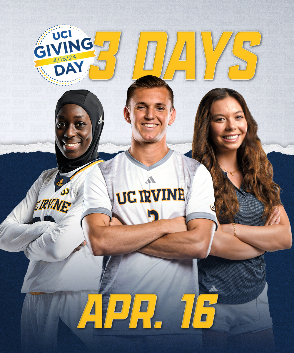 Fellow Anteaters, this post is for you! #UCIGivingDay is 3 DAYS away, and we hope you’re just as excited about supporting the UC Irvine Athletics as we are! Please visit givingday.uci.edu/athletics to make an early gift! #TogetherWeZot | #UCIGivingDay