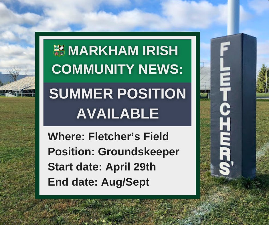 📣 COMMUNITY NEWS: Fletcher's Field is looking for a Groundskeeper for the 2024 season 🌳 If you or anyone you know is interested in this position, please send an email to Pat Hodgins at: pjhodgins23@gmail.com for more information