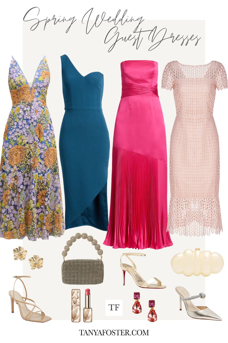 It's prime wedding season! Check out my favorite wedding guest dresses and accessories for your next spring event. tanyafoster.com/the-best-sprin… #weddingguest #dresses #fashion