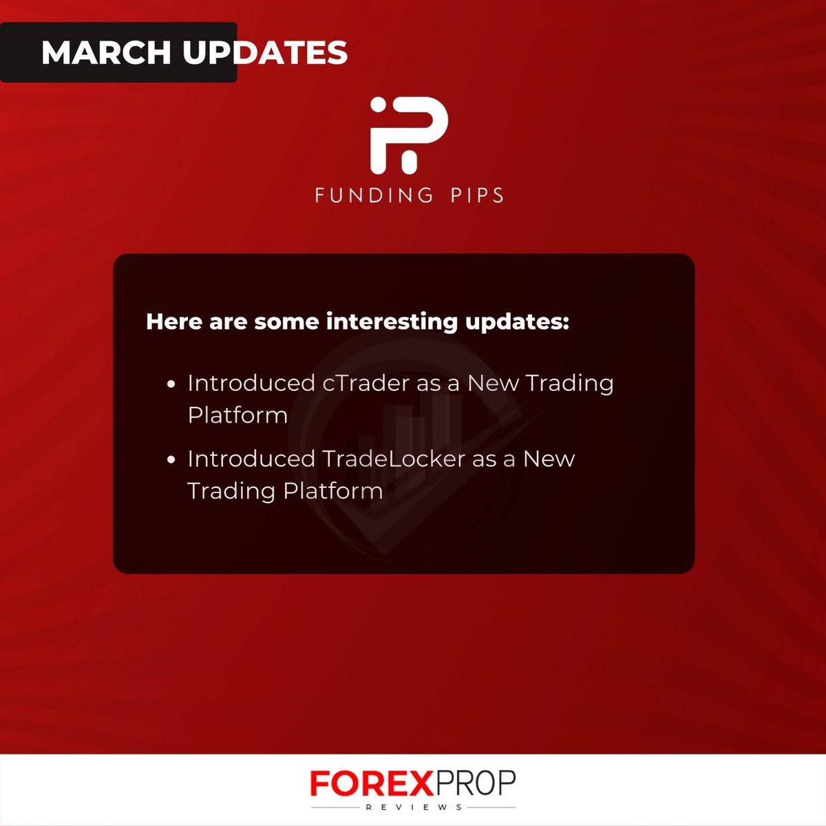 Attention all traders! The March updates for FundingPips are here, and they are game-changing. With new trading platforms and more features, this prop firm is taking the trading world by storm. Don't miss out on these updates.
#PropFirms #ForexPropReviews #FundingPips #cTrader