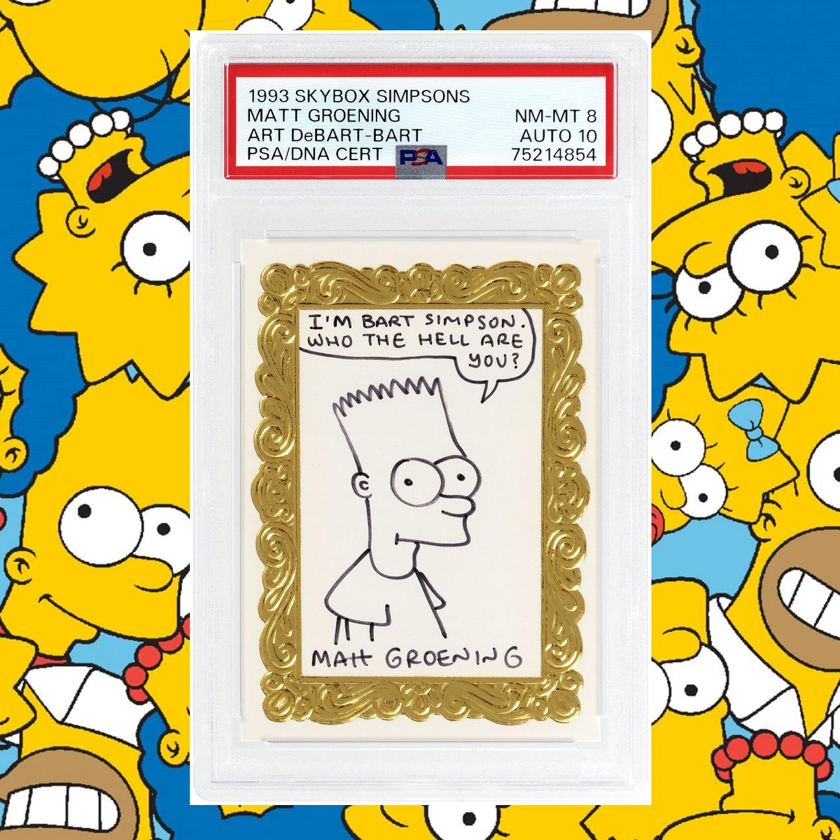 SOLD FOR $13,769! @TheSimpsons fans showed up at Hake's for this 1993 Skybox Simpsons Art DeBart card with Bart Simpson sketch by series creator Matt Groening! Contact Hake's to sell yours! #TheSimpsons #Simpsons #BartSimpson #MattGroening #tradingcard #nonsport #collector