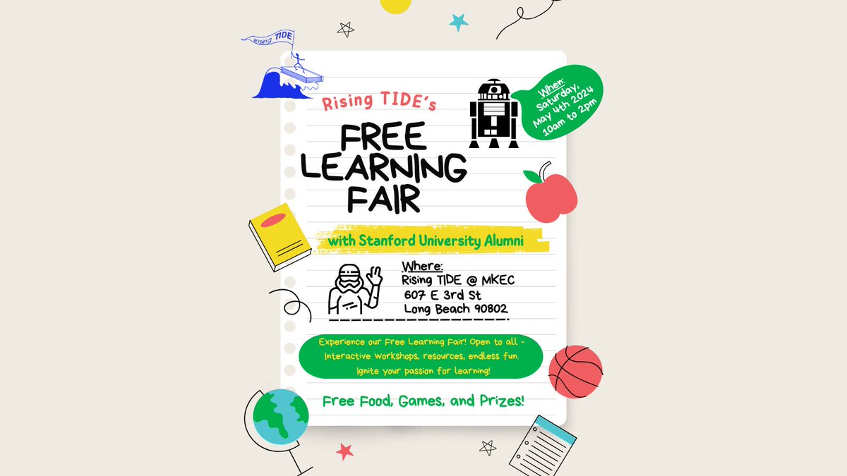 RisingTIDEMKEC's tweet photo. Mark your calendars for the upcoming learning fair! 
Discover, explore, and ignite curiosity. #Learning #LearningFair #LongBeach #Standford #RisingTIDE https://t.co/ZpwO7gKt2r