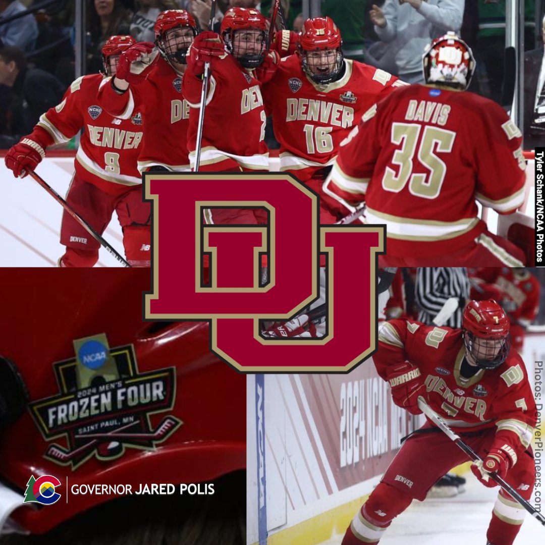 Good luck to @DU_Hockey who is playing Boston College today in the NCAA Frozen Four Championship at 4pm MST. Go Pios! I’ll be rooting for you! @NCAAIceHockey #MFrozen4 #GoPios! ow.ly/YSXi50RftvI