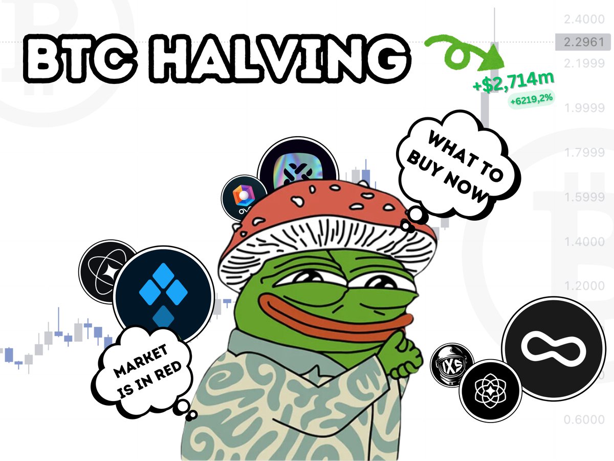 $BTC halving in just 5 days from now. 📈 The recent market corrections pave the way toward the $1m target. Now is the time to keep calm and DCA. Remember, whales are always betting big. List of altcoins I will accumulate for 1000x profit 🧵