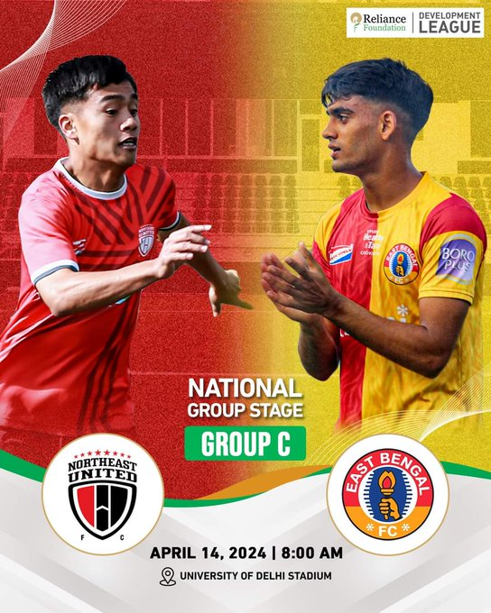 Reliance Foundation Development League
National Group Stage — Group C

#EastBengalFC vs #NorthEastUnitedFC

Live on YouTube from 8 am 👇
youtube.com/live/DOAl_SHAP…

#RFDL #JoyEastBengal