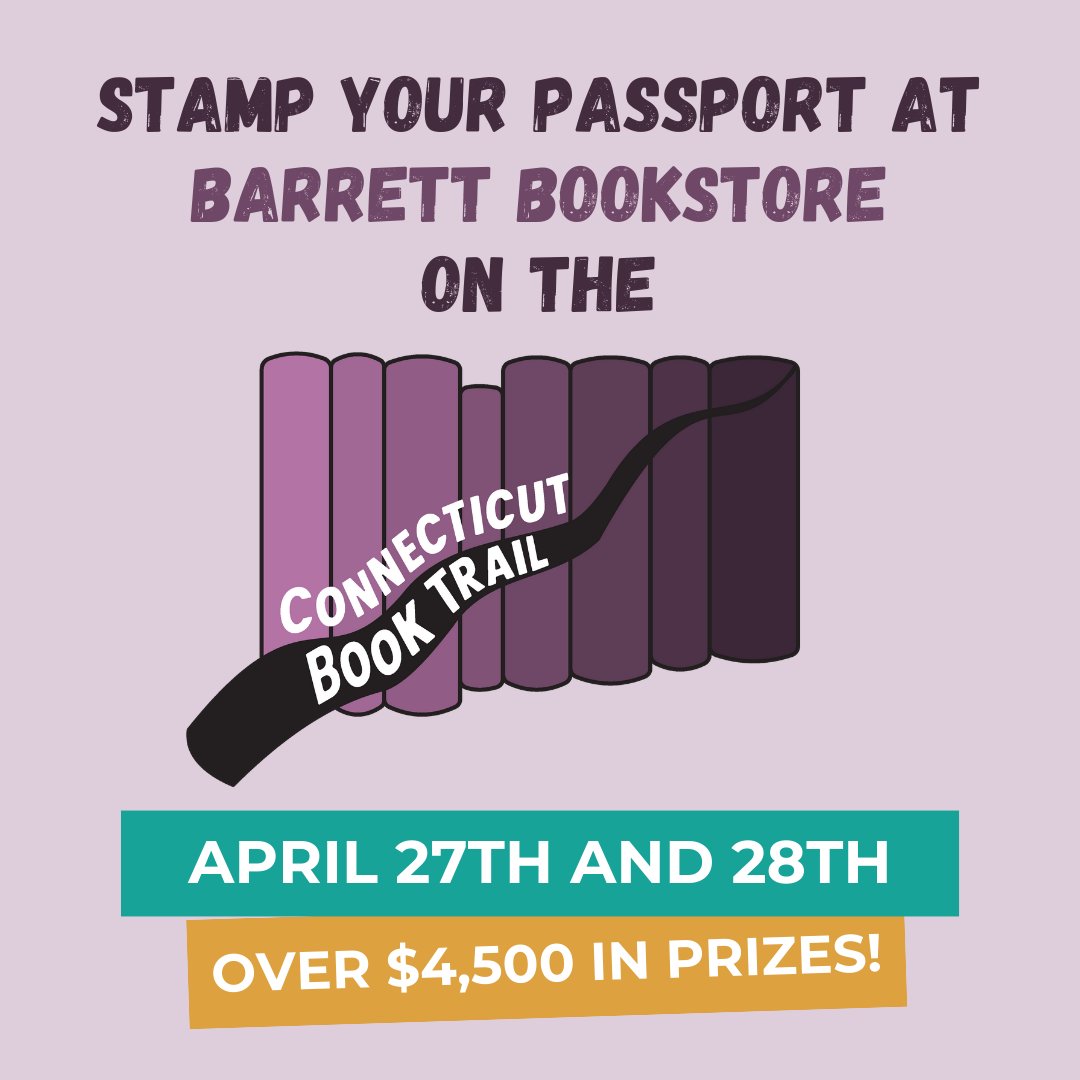 Stop by Barrett to join the 2024 CT Book Trail Passport Challenge on April 27th and 28th! 📚✨ Visit us and the 20 other indie bookstores across the state to qualify for fabulous bookish prizes! #CTBookTrail24 #CTBookTrail #IndieBookstoreDay #BookishAdventure #IndieBookstores