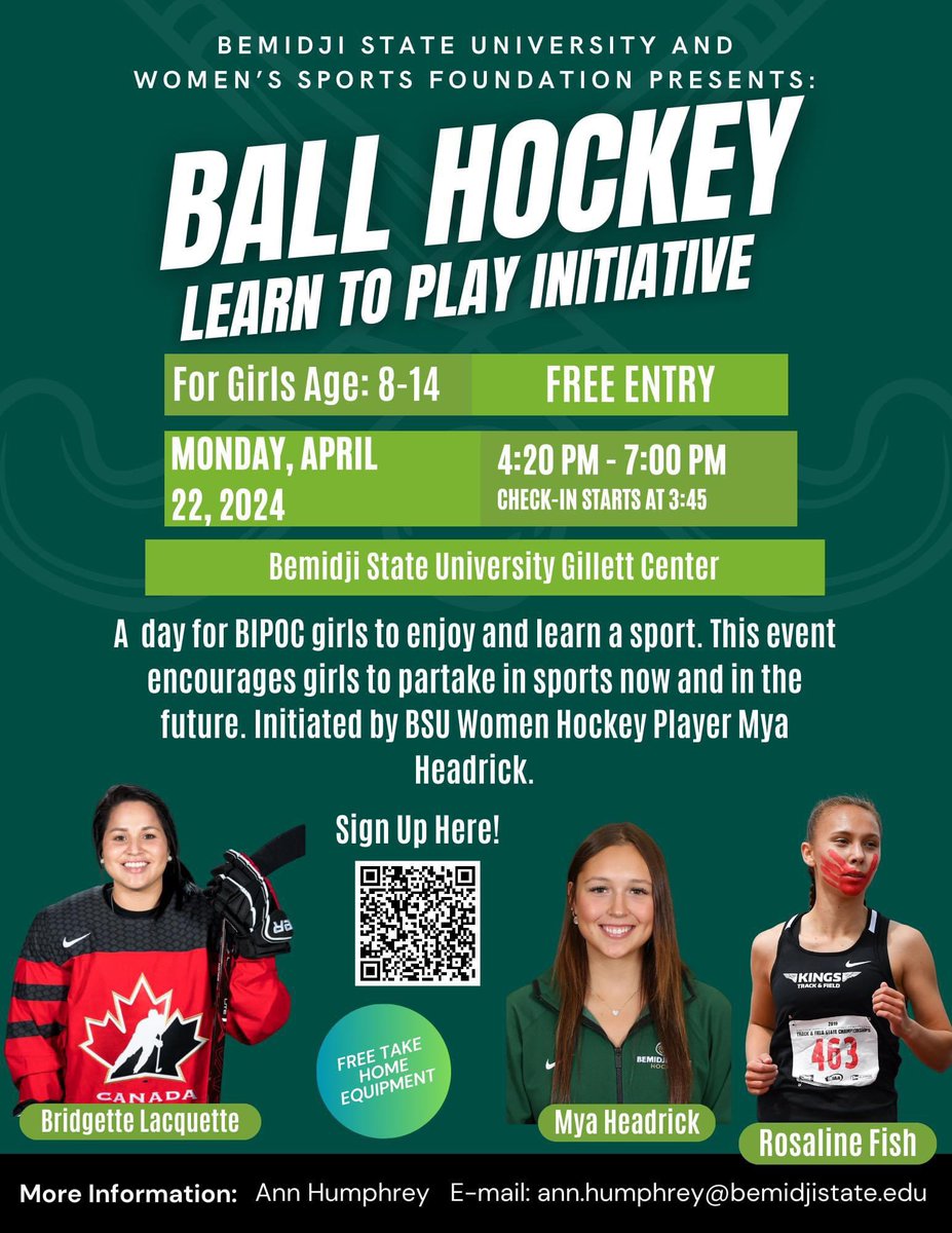 Our very own, Mya Headrick, is passionate about being involved in our community. Mya initiated a ball hockey event that celebrates girls and women in the Indigenous community. Please support Mya and this initiative by signing up or sharing with others!