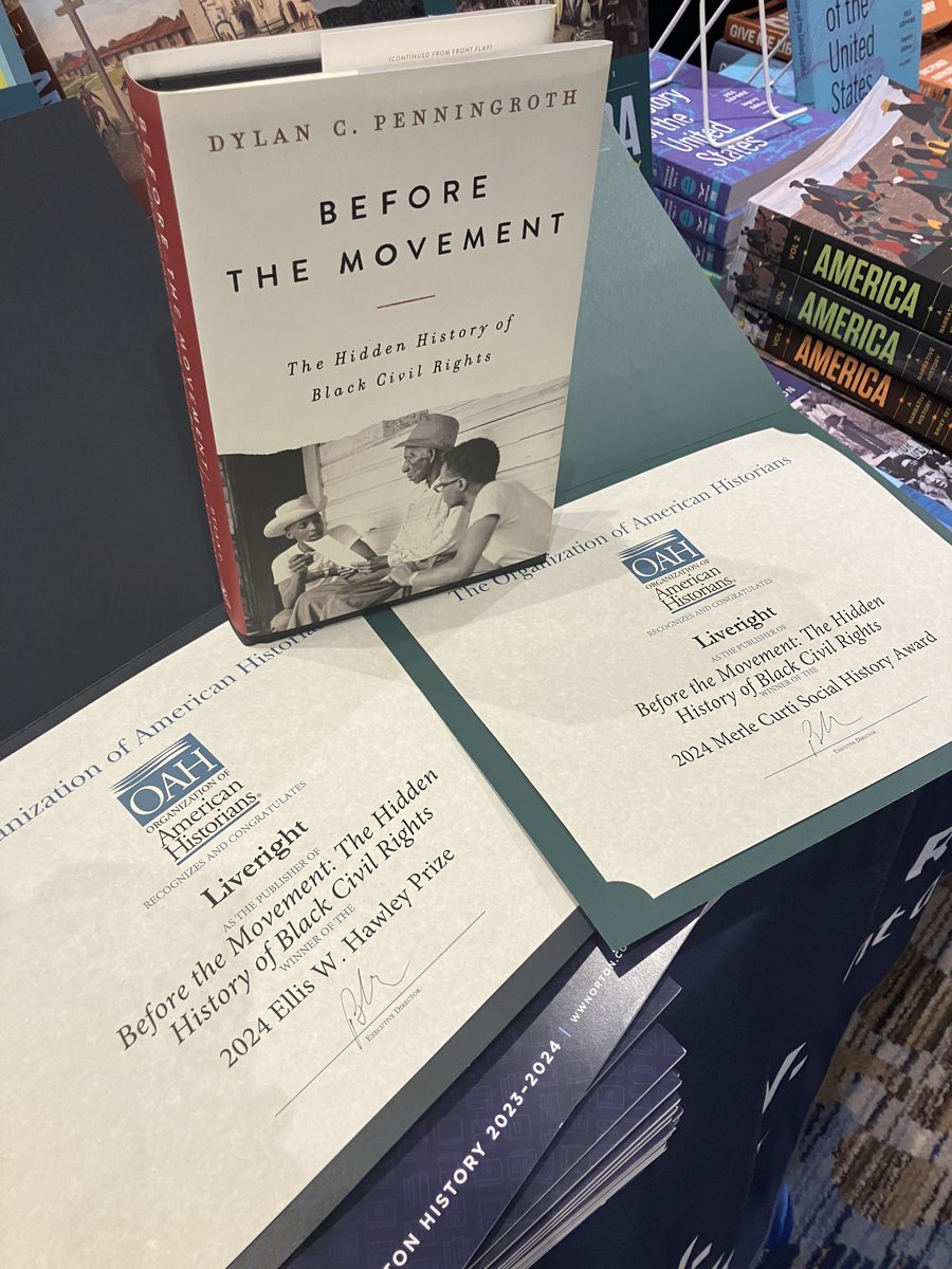 Congratulations to Dylan C. Penningroth for winning the 2024 Ellis W. Hawley Prize and the Merle Curti Social History Award for Before the Movement: The Hidden History of Black Civil Rights! #OAH24