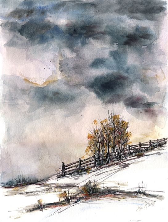 Art of the Day: 'Winter is here - watercolor and ink'. Buy at: ArtPal.com/artualdesign?i…