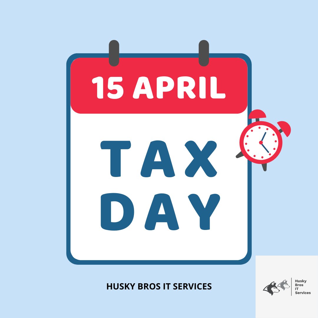 Remember April 15 is Tax Day and the last day to file Taxes! Make sure to get them filed before then!  #Computerproblems #ITRepair #ITCompany #HuskyBrosITServices #Troubleshoot #SmallCompany #computerrepair #coloradosprings