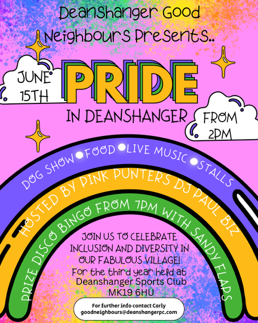 You can never be too organised for the summer months, right? So here's a little advance notice that we will be popping up at this year's Pride in Deanshanger Fest on June 15. It's a chance for us to gather info (and share info) about our current project. We hope you'll join us.