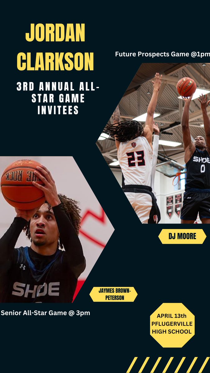 Jaymes Brown-Peterson & DJ Moore we’re invited to and are competing in the 3rd Annual Jordan Clarkson All-Star Game. #RecruitShoe