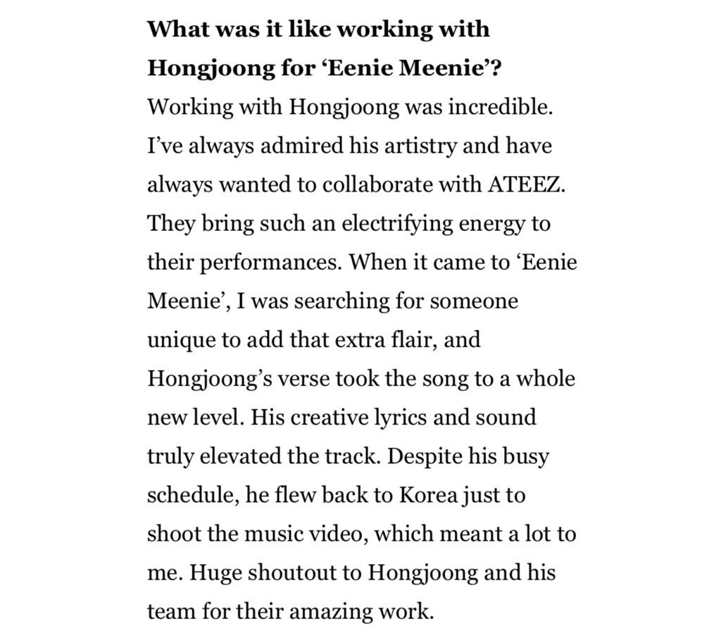 sanwinter_'s tweet photo. Chungha hablando sobre Hongjoong en una reciente entrevista con Vogue Singapore

“Trabajar con Hongjoong fue increíble. Siempre he admirado su arte y siempre quise colaborar con ATEEZ+

#ATEEZ @ATEEZofficial #에이티즈 https://t.co/XXH8AVTlVC