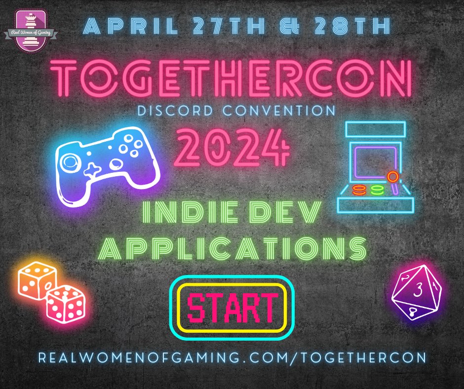 RealWomenGaming's tweet photo. #indiedevs needed! #Togethercon our annual #Discord #Convention is April 27th & 28th & we love helping indie devs get the word out. Get a table (discord channel) so people can see what you do Check out https://t.co/lA3iDjZtZz https://t.co/ipv6IHubfu