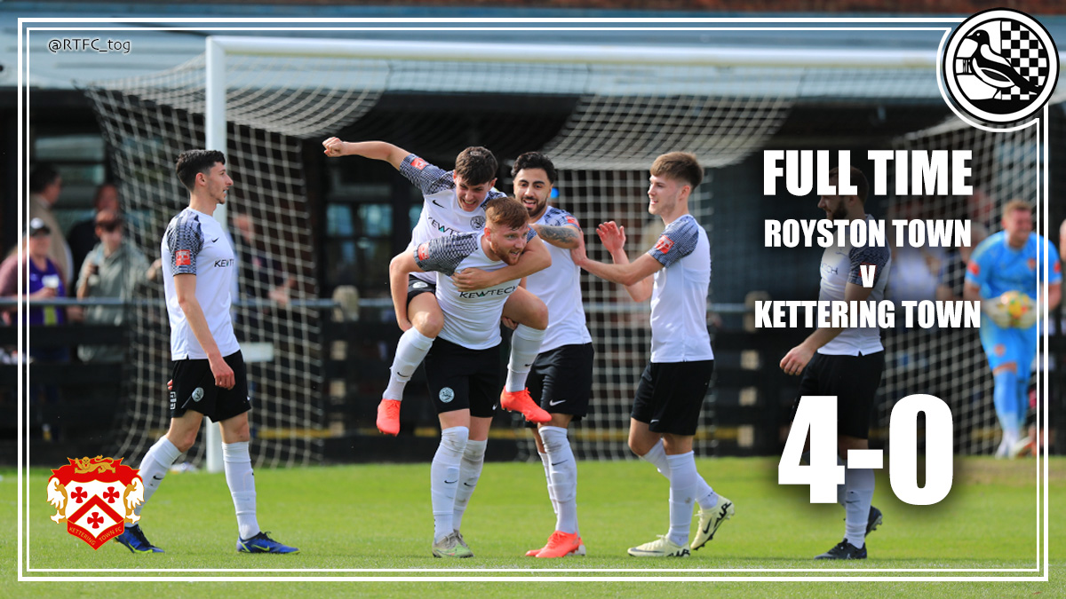 FT:  <a href="/RoystonTownFC/">Royston Town FC</a> defeat <a href="/KTFCOfficial/">Kettering Town FC</a> 4-0.  A sublime performance from the Crows. ⚽️⚪️⚫️