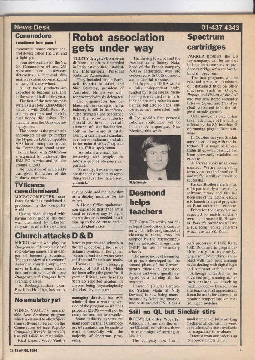 40 years ago, Commodore showed a ton of new tech in Germany. Maybe at the behest of the US considering the UK folks' lack of confidence in them. Meanwhile, the Dragon was almost dead, the QL STILL hadn't launched, and the church was attacking Dungeons and Dragons. ⛪️🤡🤣
