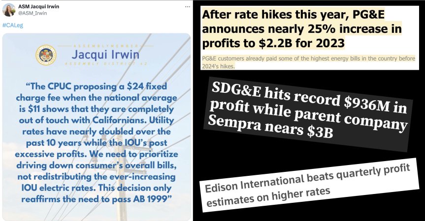 While we've been enjoying this moment of not-being-on-fire, our private-equity utility companies have been busy figuring out creative new ways to wrangle money from us to maintain their nose-bleed-level of profits. Stop the utilities’ money grab! Take rooftop solar back! 🧵⬇️