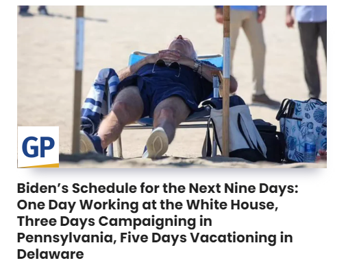 As the Middle East is on the brink of war between Iran and Israel that may involve the U.S., Biden leaves for another weekend at the beach in Delaware. 
Considering how Biden screws everything up, would it be best he just stay on vacation?