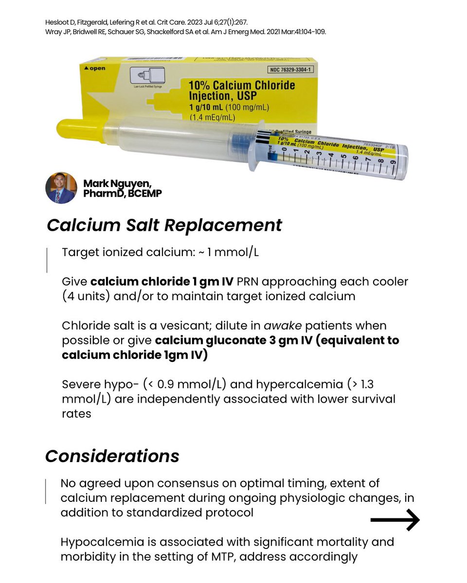 🅾️ Blood products contain citrate, an anticoagulant, that binds to calcium leading to hypocalcemia. #twitterx #medtwitter

Calcium plays an essential role within the lethal triad during MTP. 👇