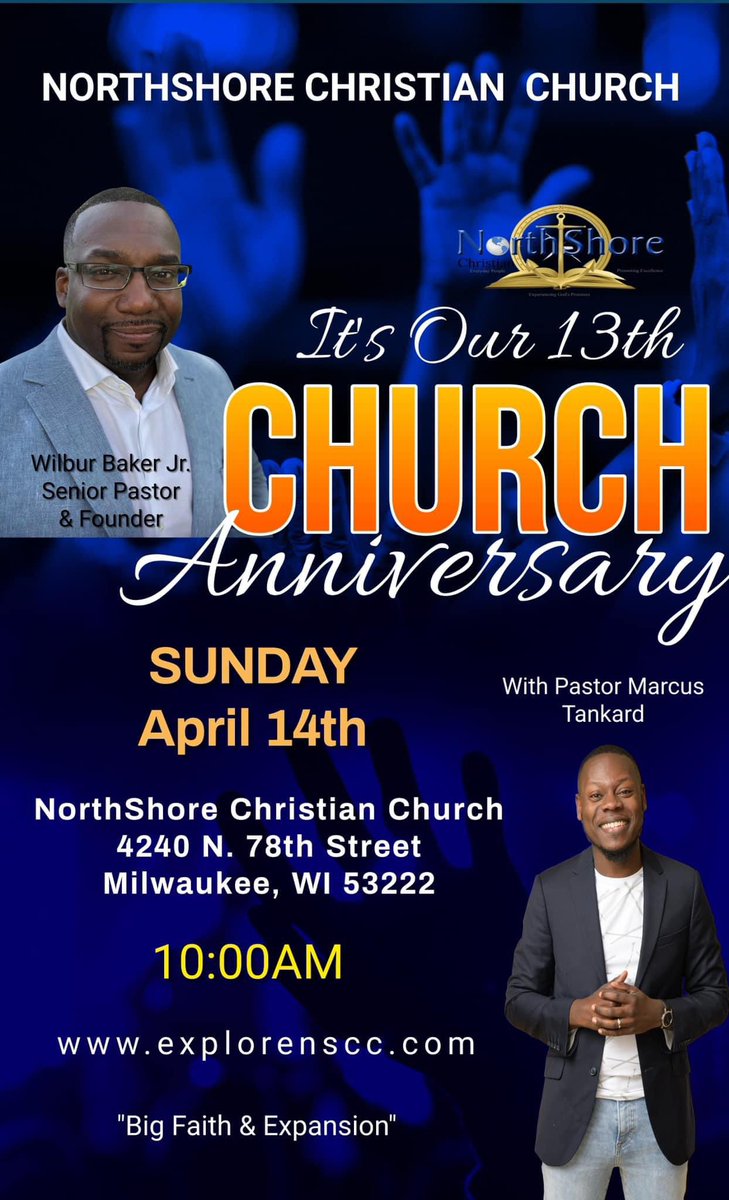 kwpmakeup's tweet photo. Join us tomorrow!!! You are invited! Come celebrate 13 years with us at NSCC! 🎊 Pastor Marcus Tankard will bring the word &amp; we will all be blessed by it! Bring a friend! ⚓️#nsccmke #church #theyearofbigfaithandexpsnsion #praiseandworship #churchfamily #ChurchAnniversary #Faith https://t.co/4ksBYkQYOp