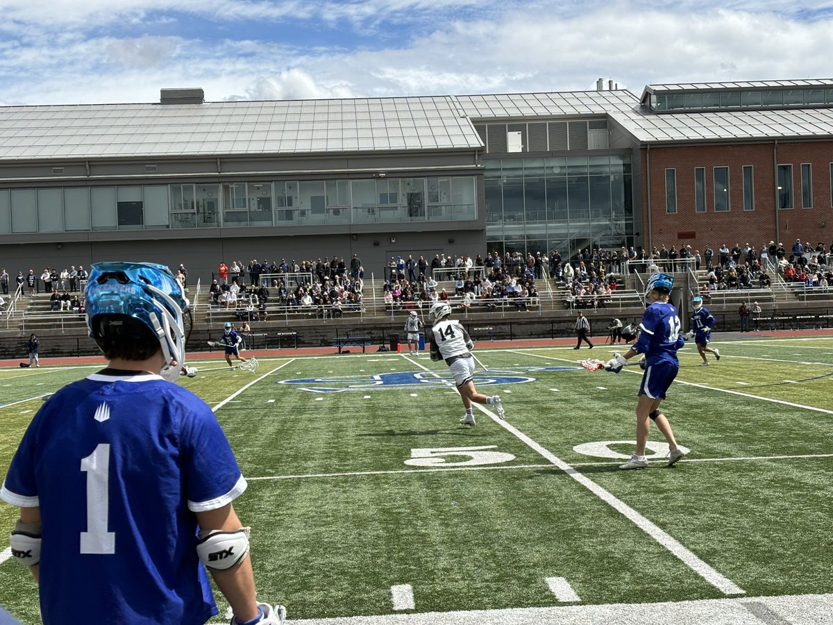 Nice crowd here at St. John’s Prep for the Eagles’ scrimmage against national powerhouse IMG Academy (whose goaltender is fantastic). Prep down 3-1 after one quarter, with Luke Kelly having given his team an early 1-0 lead.