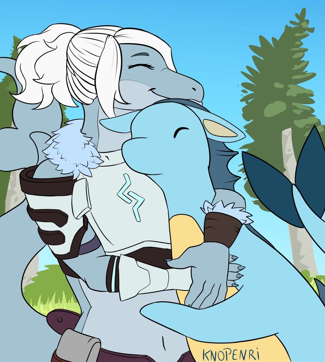 Commission for <a href="/ChimaeraCarnage/">ChimaeraCarnage🇬🇧</a> ! This is his character Cleo, hugging her Kelpsea! 🐬

#anthro #furryart