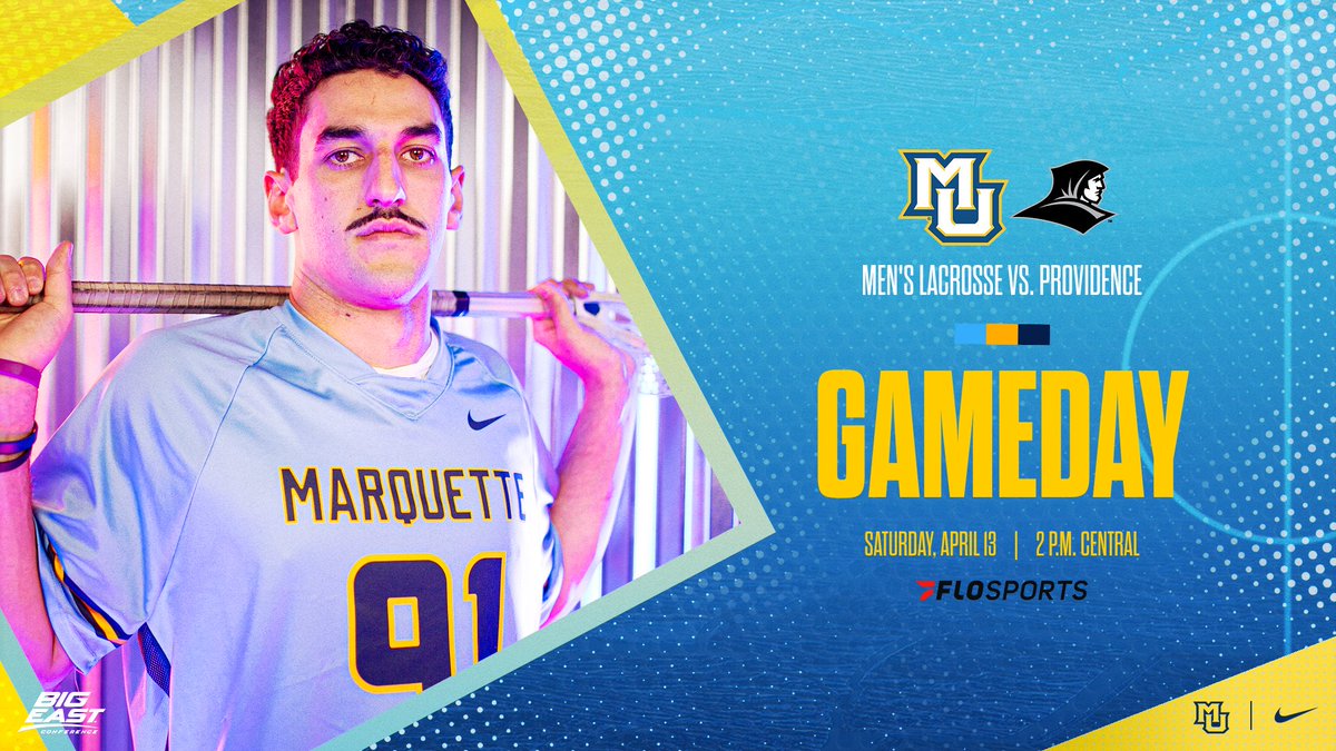 〽️ #WeAreMarquette 🆚 @PCFriarsLax 🕐 2 p.m. CT 🌎 Milwaukee 🏟️ Valley Fields (stadium) 🎟 bit.ly/MU24mlax 🎥 @FloSports & @MUCollegeofComm 📺 bit.ly/4c02jwk 📊 bit.ly/MULaxStats